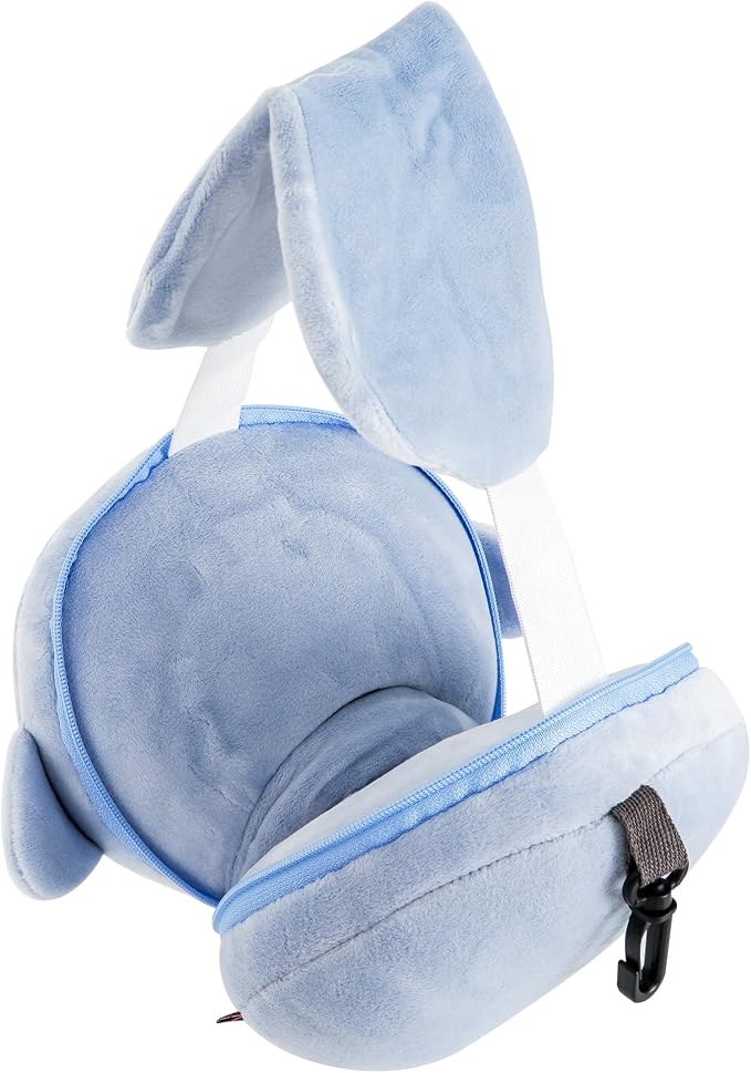 U Scinan Cute Animal 2-in-1 Travel Pillow and Eye Mask – Portable Neck Pillow with Adjustable Strap, Soft Plush Support for Airplane, Car, Train(Dolphin) - Image 5