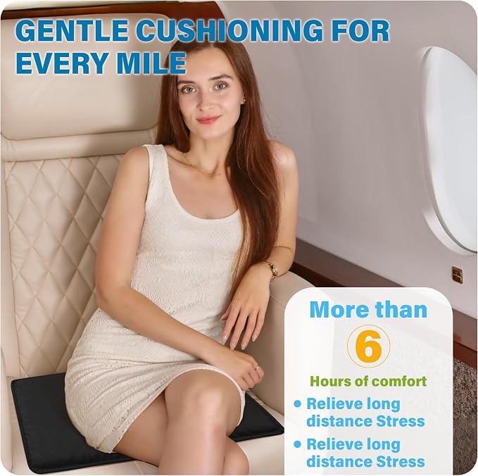 SPRING SEAON Large Gel Seat Cushion for Pressure Relief – Honeycomb Buffer Design with Extra Thick Filling, Anti-Slip Bottom, Perfect for Long Sitting, Travel, Airplane and Daily Comfort (Black) - Image 2