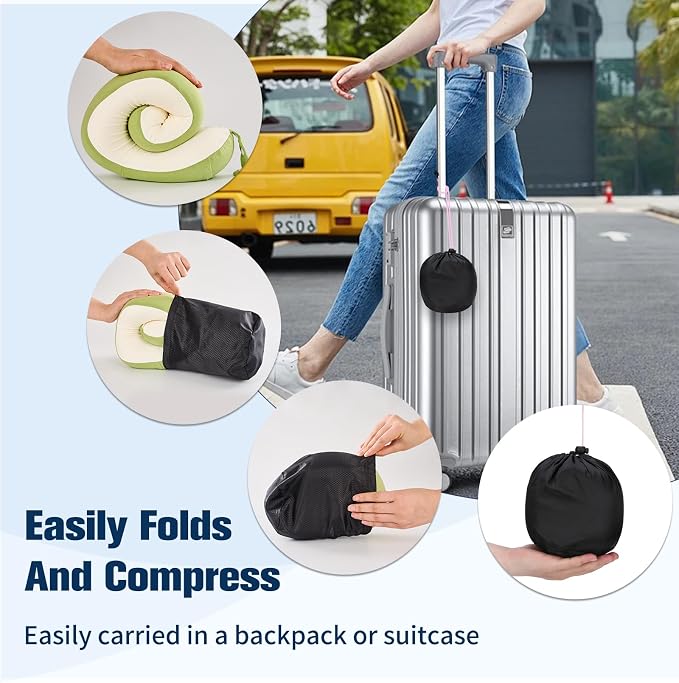 Cirorld Neck Pillow for Traveling, Travel Pillows for Airplanes,100% Pure Memory Foam Travel Neck Pillow, Adjustable Flight Pillow, Portable Plane Accessories with Eye Mask, Earplugs, Carry Bag - Image 6