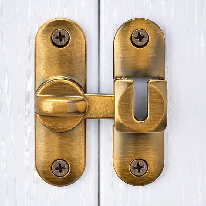 4 Packs Brass 90/180 Degree Barn Door Latches,Flip Gate Lock | Zinc Alloy Flip Gate Latches,Right Angle Door Lock,for bedroom,garage,sliding door,window,cabinet,drawer,pet enclosures - Image 4