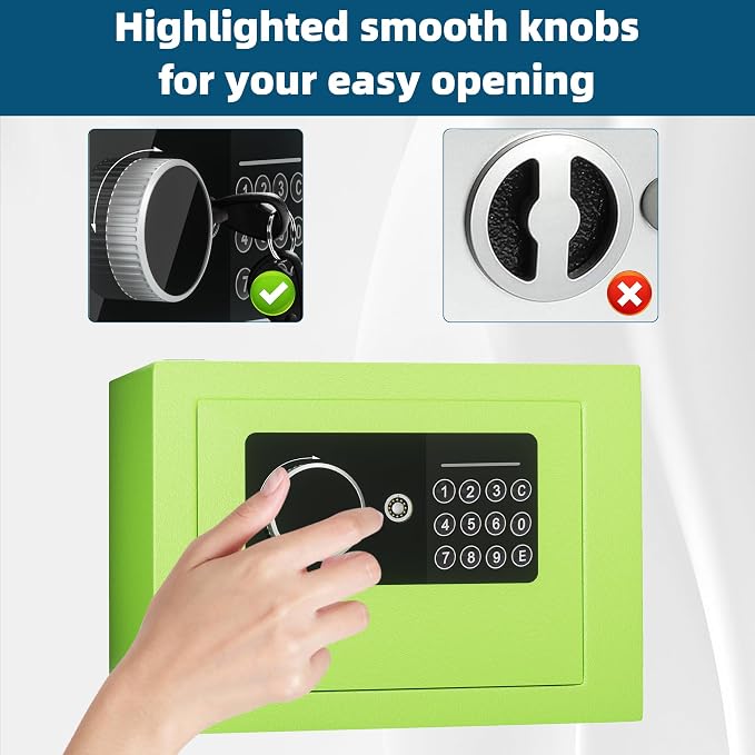 Digital Electronic Money Safe, Steel Security Lock Box with Keypad, Office Hotel Business Jewelry Gun Cash Safe, 0.23 Cubic Feet, 9.06" W x 6.69" D x 6.69" H（green） - Image 2
