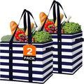 Reusable Grocery Bags 2 Pack, Foldable & Water Resistant Shopping Bags | Large Grocery Tote Bag Water Resistant Shopping Bags Foldable Grocery Bag for Clothes,Shoes and Picnic by WiseLife