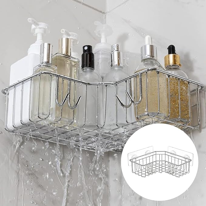 Shower Caddy Adhesive Hooks Replacement for Bathroom, No Drilling | 6 Pack, Strong Adhesive Hooks, for Bathroom Storage Shelves & Kitchen Racks Rack, Waterproof - Image 6
