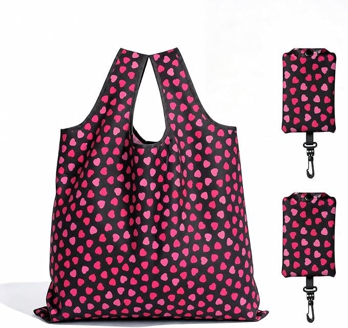 2 Pack Reusable Shopping Bag, Foldable Grocery Bags, Black | Large Capacity, Washable, Grocery Tote, Utility Travel Shoulder Bag by MOLOVACase