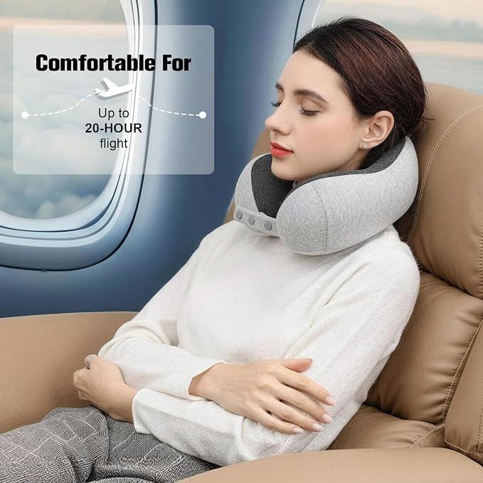 Cirorld Neck Pillow for Traveling, Travel Pillows for Airplanes,100% Pure Memory Foam Travel Neck Pillow, Adjustable Flight Pillow, Portable Plane Accessories with Eye Mask, Earplugs, Carry Bag - Image 9