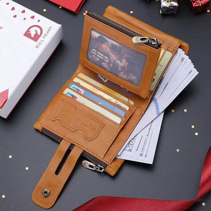Mens Wallet with Chain Genuine Leather Purse RFID Blocking Biker Bifold Wallet with Anti-Theft Chain - Image 5