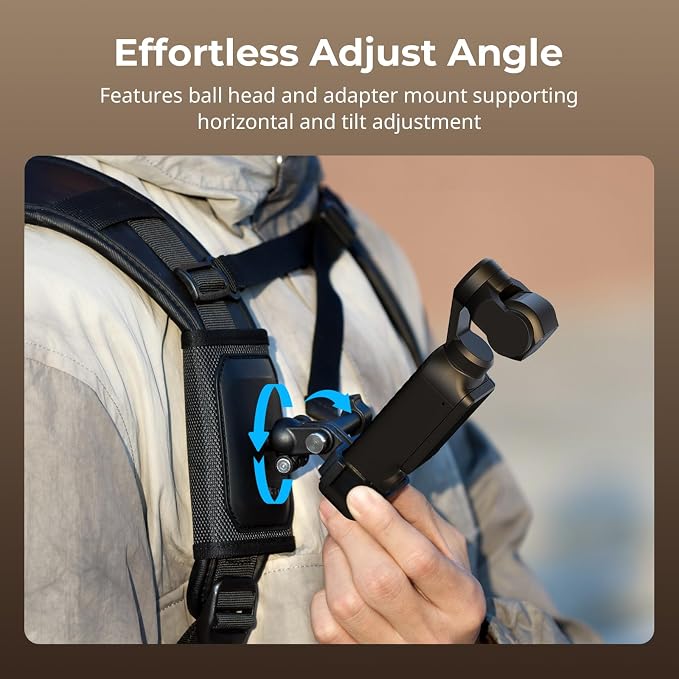 SMALLRIG Backpack Strap Mount w Cage for DJI Osmo Pocket 4P 4 3 | for Action 6/5 Pro/4/Nano, for Insta360 X5/4/3/Ace Pro 2, for GoPro 13/12/11, with Ball Head Action Cam Adapter Base - 6051 - Image 4