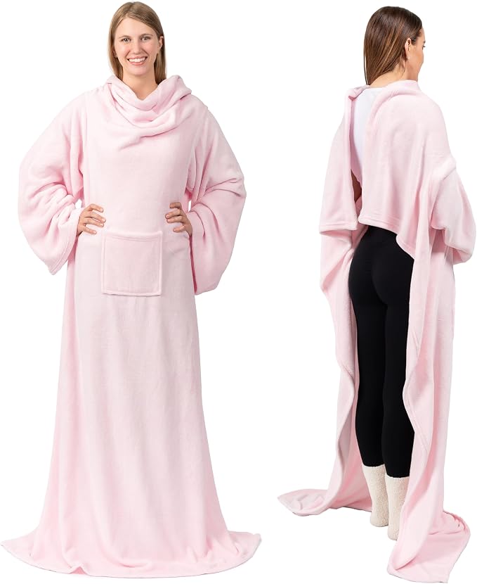 PAVILIA Wearable Blanket with Sleeves for Adult Women Men, Cozy Fleece Warm Wrap Throw with Arms, Gifts for Christmas, Wife - Image 3