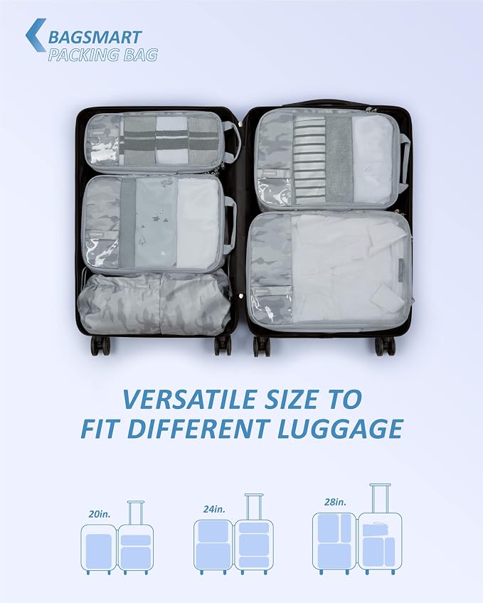 BAGSMART Compression Packing Cubes for Travel Essentials | 14 Set /6 Set /4 Set/2 Set, Lightweight, Durable - Image 3