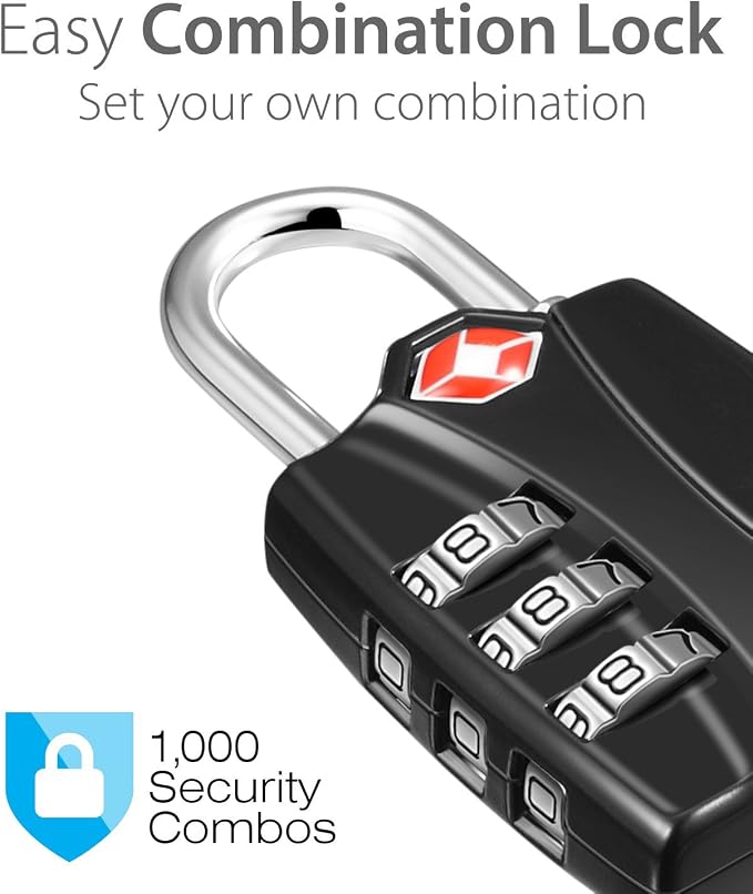 Fosmon TSA Approved Luggage Locks, 3 Digit Combination Padlock, 2 Pack | Open Alert Indicator, Durable Alloy Body, Backpack Zipper Anti Theft, Gym Locker Gun Case, Camping Tent Security - Image 5