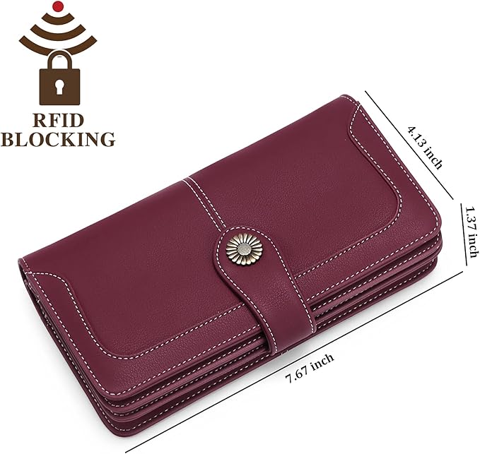 Wallets for Women Trifold Wristlet Wallets Large Capacity RFID Blocking Ladies Purse Credit Card Holder - Image 4