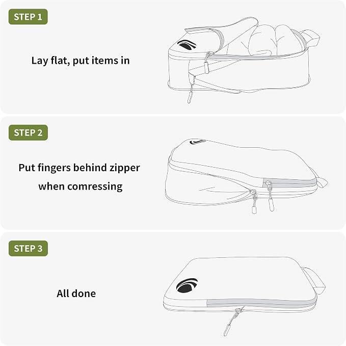 Cipway 5 Set Compression Packing Cubes for Travel (Green, 5pcs) | Ultralight Travel Cube Organizers for Carry-On Luggage, Suitcase & Backpack Travel Essentials - Image 7