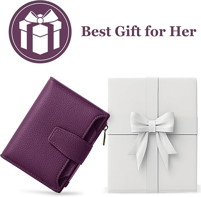 Small Wallet Women RFID Blocking Soft Leather Bifold Compact Card Holder Wallet for Women with Zipper Coin Pocket 4 ID Window - Image 7