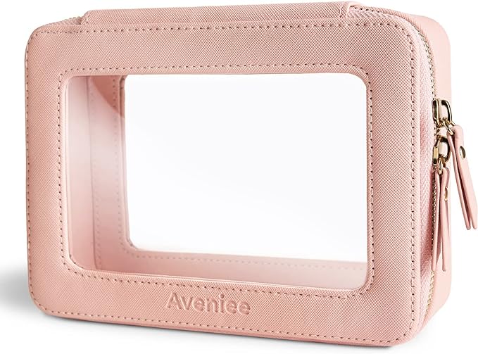 Aveniee Clear Makeup Bag Organizer,Large Travel Toiletry Bag for Women, Waterproof Cosmetic Pouch with Zippers,Car Organizers and Storage Case for Accessories,Pink by Aveniee