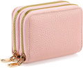 Credit Card Holder for Women Double Zipper Small Leather Card Case Wallet by FALANMULE