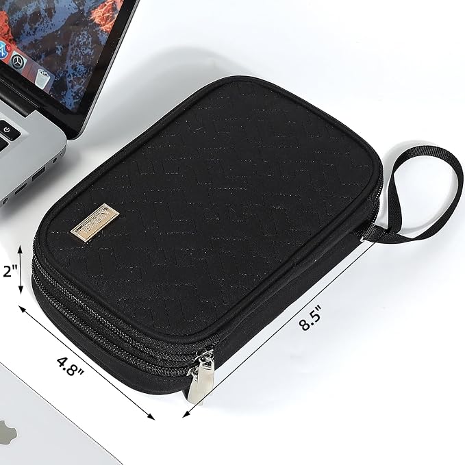 NISHEL Travel Cord Organizer Case, Double Layers Tech Electronic Bag, Essentials for Charger, Cable, Phone, Flash drive, Medium, Black | Double-layer bag keeps chargers, cables, flash drive, and small tech essentials organized for trip, Medium, Black - Image 6