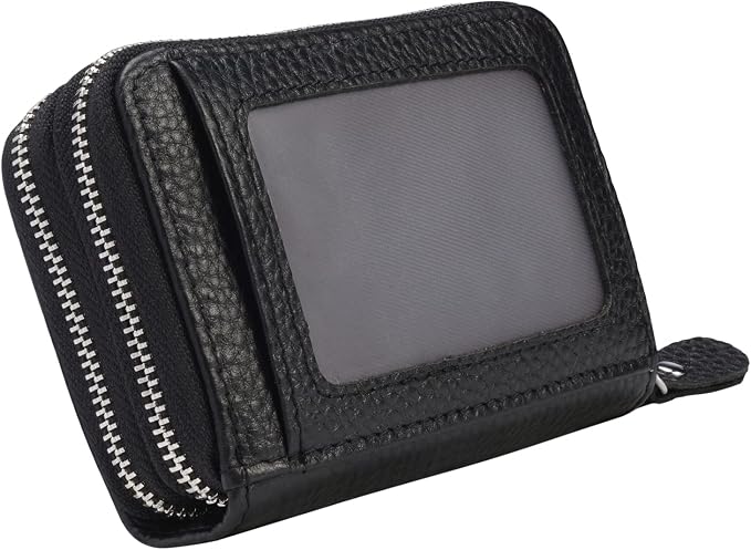 Women's RFID Blocking Leather Zipper Card Wallet Small Purse Credit Card Case Holder for Mother Day Gift (Black) - Image 6