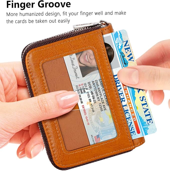 FurArt Zipper Wallet Women RFID Credit Card Holder keychain Wallet | ID Window RFID Blocking Compact Small business 15/16 slots - Image 2