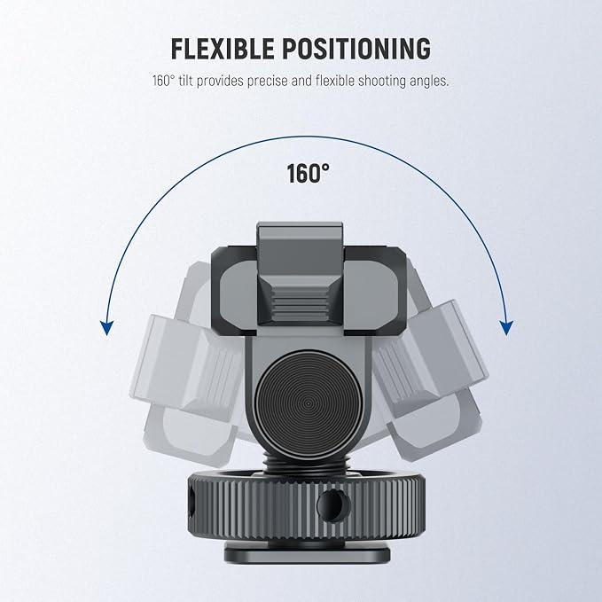 NEEWER Magnetic Mount Accessories Compatible with DJI Osmo 360 / Action 5 Pro / 4/3, Quick Release 160° Tilt Action Camera Adapter Mount with Cold Shoe, 1/4" Thread, AC012 Dark Gray - Image 7