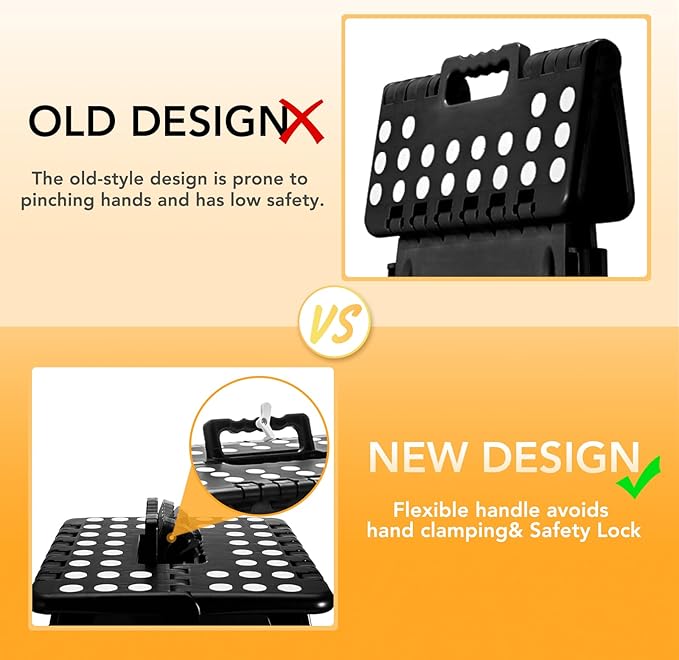 Delxo 16 Inch Folding Step Stool,Foldable Step Stool for Adults Black | Step Stool with Safety Lock,Portable Collapsible Step Stool,Non-slip Folding Stools for Kitchen Bathroom Bedroom Garden 1PC - Image 5