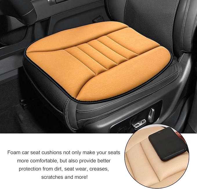 Car Seat Cushion, 1.2" Thick Comfort Memory Foam Auto Seat Pad with Non Slip Bottom, Breathable Driver Seats Pillow Pressure Relief Chair Cushion for Vehicle Office Home (Orange) - Image 5