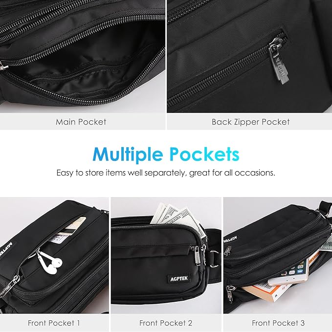 AGPTEK Fanny Pack for Women Men, RFID Large Capacity Waist Wallet Bag, Adjustable & Waterproof Bum Belt Pouch for Travel, Running, Shopping, Hiking, Dog Walking, Cycling, Climbing - Image 5