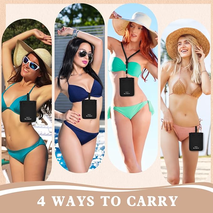 YOYI YOYI RFID Blocking Bra Wallet Neck Strap Hidden Pocket Cash Card | Skin-friendly fabric so thin it disappears inside your bra, RFID blocking keeps cards and cash secure from theft on the go - Image 6