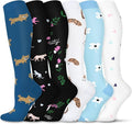 5/6 Pairs Graduated Compression Socks for Women&Men 20-30mmhg Knee High Socks Travel Hiking Running Stocking by HiClasmix