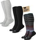 Merino Wool Easy On Compression Socks for Women & Men, 15-20 mmHg, Plus Size Knee High Stocking for Nurses, Pregnancy, Travel, Flight, Medias de Compresión Mujer by HAPIU