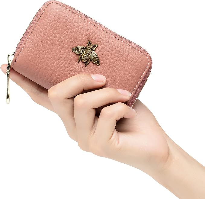 imeetu RFID Credit Card Holder, Small Card Wallet Women, Leather Card Case | Genuine Leather Women's Card & id Cases, Change Coin Purse with Zipper Keychain id Window, 20 Colors & 3 Styles, Daily, Gifts - Image 6