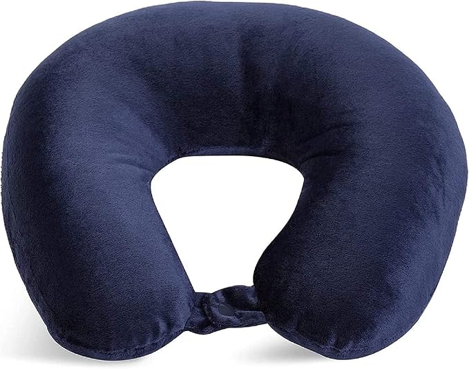 Wolf Essentials Adult Cozy Soft Microfiber Neck Pillow for Travel – Compact, Machine Washable - Perfect for Airplane, Car, or Home Use - Filled and Finished in The USA – Navy by WorldsBest