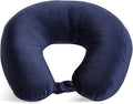 Wolf Essentials Adult Cozy Soft Microfiber Neck Pillow for Travel – Compact, Machine Washable - Perfect for Airplane, Car, or Home Use - Filled and Finished in The USA – Navy by WorldsBest