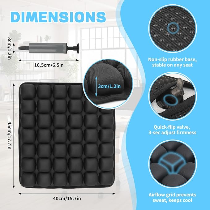 Sondor Travel seat Cushion-Airplane seat Cushion for Long flighs | Inflatable seat cushion for Office，Chairs,Car and Wheelchair.Portable and Ergonomically designed cushion. - Image 4