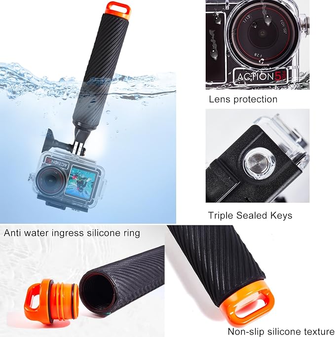 196FT/60M Waterproof Case for DJI Osmo Action 5 Pro/4/3 | with 3 Pack Dive Filters, Underwater Protective Housing Dive Kit, Professional Action Camera Dive Accessory - Image 6