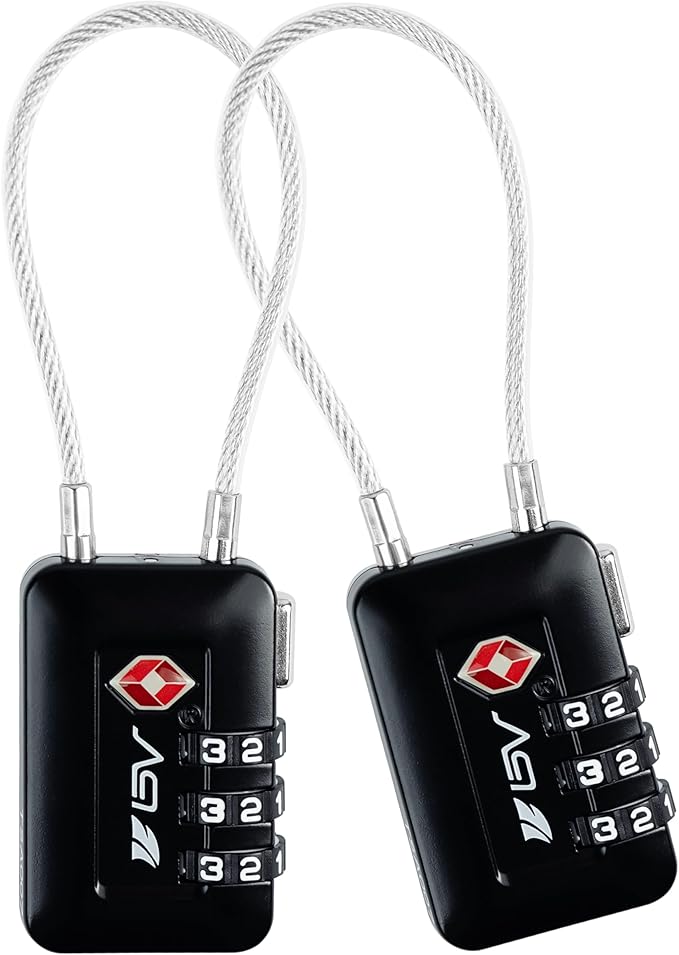 TSA Accepted Luggage Travel Lock, Set-Your-Own Combination Lock for School Gym Locker, Luggage Suitcase Baggage Locks, Filing Cabinets, Toolbox, Case (Black, 2 Pack) by BV