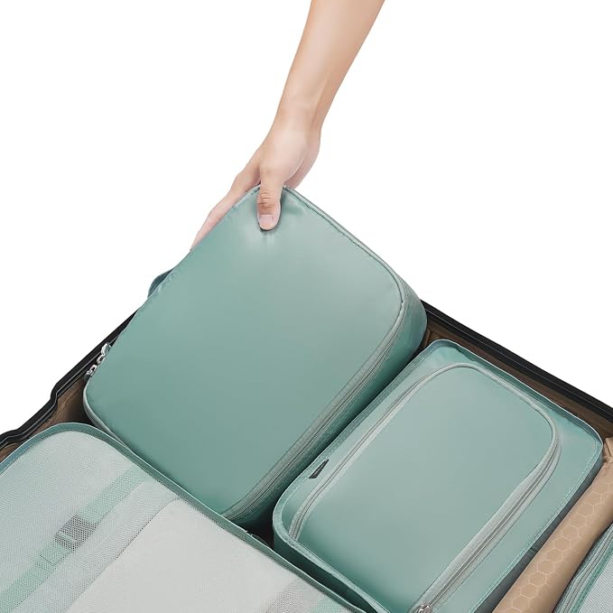BAGAIL 8 Set Packing Cubes Luggage Packing Organizers for Travel Accessories-Dusty Blue - Image 6