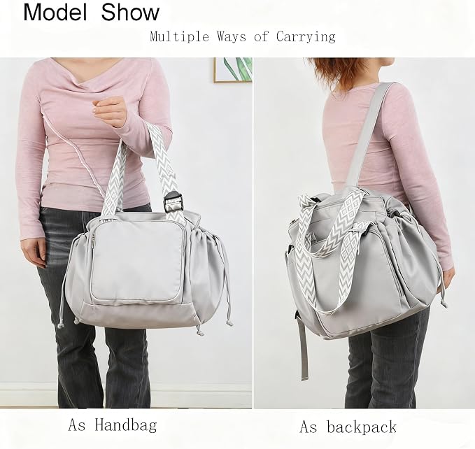 Tote Bag Large Capacity Lightweight Backpack with 15 Pockets Nylon Shoulder Bag for Car Travel Mother Bag - Image 6