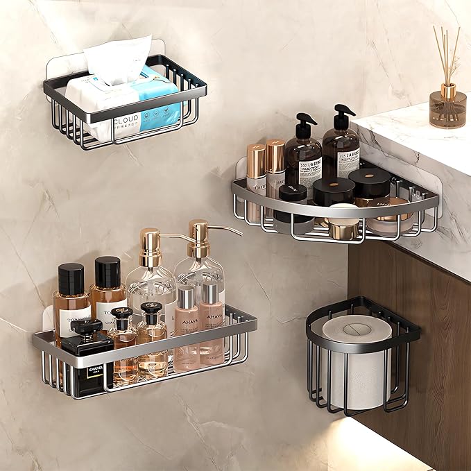 Shower Caddy Adhesive Replacement Hooks, Strong Waterproof Strips, No Drilling for Bathroom Shelves, Kitchen Racks, and Soap Holders (Transparent-14 Pack) - Image 9