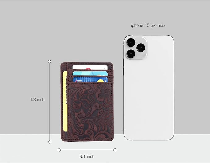 Leather Slim Minimalist RFID Blocking Front Pocket Wallet, Brown, Credit - Image 5