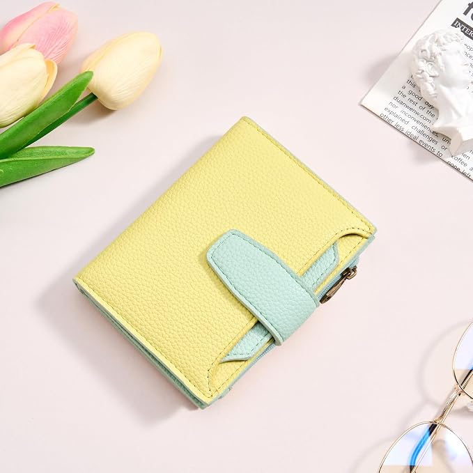 Small Wallet Women RFID Blocking Soft Leather Bifold Compact Card Holder Wallet for Women with Zipper Coin Pocket 4 ID Window - Image 8