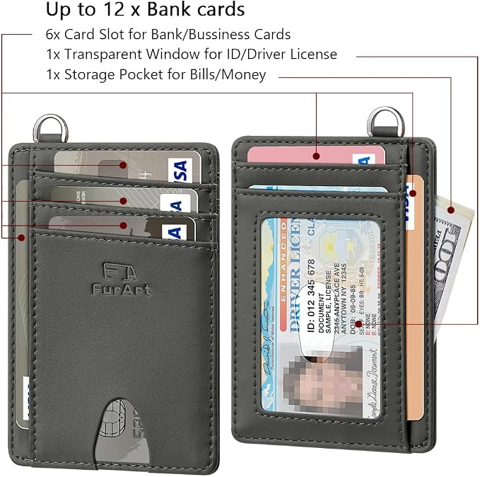 FurArt Slim Minimalist Wallet RFID Credit Card Holder for Men | slim minimalist compact rfid id window thin - Image 6