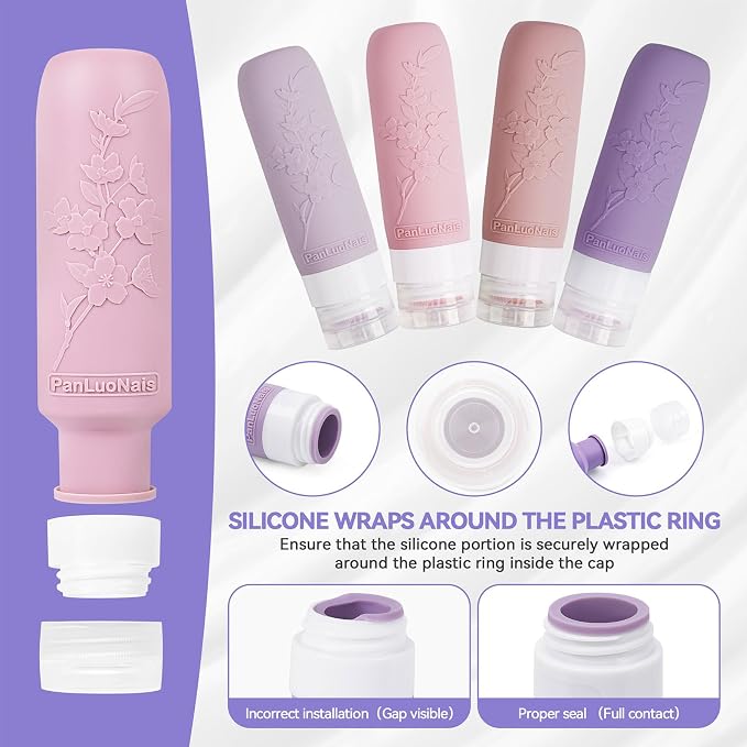 Silicone Travel Bottles for Toiletries, TSA Approved Leak-Proof Toiletry Containers for Airplane & Vacation - Image 4