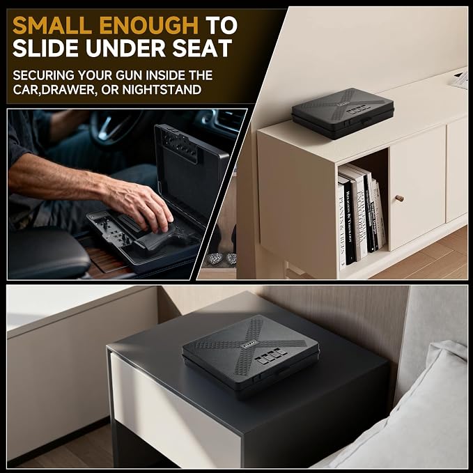 Gun Safe Alternative,Portable Gun Case Handgun Lock Box Quick Access Pistol Safe Small Handgun Storage with TSA Padlock,Instant Access Gun Box for Bedside and Car - Image 7