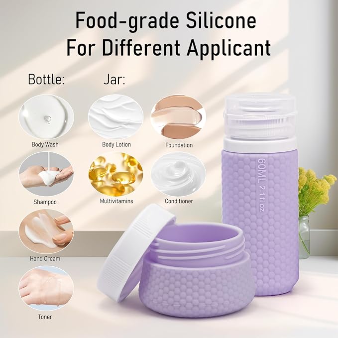Travel Bottles for Toiletries, TSA Approved 2oz Leak Proof Travel Size Liquid Containers, BPA Free Refillable Silicone Squeeze Bottles for Shampoo Lotion and Conditioner (4 Pack) - Image 2