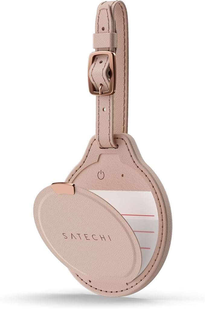 Satechi FindAll Luggage Tag, Find My Compatible, TSA-Friendly, Desert Rose | Bluetooth Tracker, airport tracking, left-behind alerts, loud audible chime, wireless rechargeable, for iPhone, iPad, Mac by Satechi