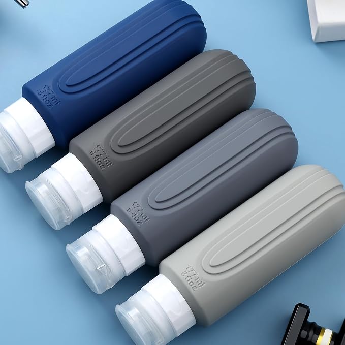 Mrsdry Travel Bottles for Toiletries, Large 6oz Oversize Containers, BPA Free Leak Proof Tubs Refillable Liquid Traveler Accessories with Toiletry Bag for Cometic Shampoo and Lotion Soap (4 Pack) - Image 6