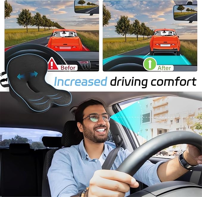 Memory Foam L-Shaped Integrated Seat Cushions for Car Truck Driver Ergonomic L Shape Lumbar Cushion Sciatica Back Pain Relief Office Chair Butt and Back Support Pillow Long Driving Booster Seat (B1) - Image 5