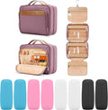 Travel Hanging Toiletry Bag for Women and Men, with 8 Leak Proofing Silicone Bottle Covers, Waterproof Makeup Accessories, Cosmetic Essentials, Toiletries Dopp Kit Set with Jewelry Organizer, Purple by COOSKY