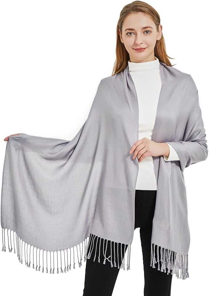 Soft Silky Pashmina Shawl Wraps Solid Colors Scarf for Wedding Evening Dresses - Image 3
