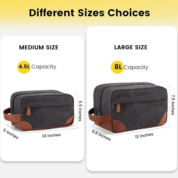 Vorspack Canvas Travel Toiletry Bag for Men, Large, Dark Grey | Water-Resistant Travel Bag for Toiletries, Large Capacity, Organized Compartment, Suitable for Shaving, Grooming, Accessories - Image 2